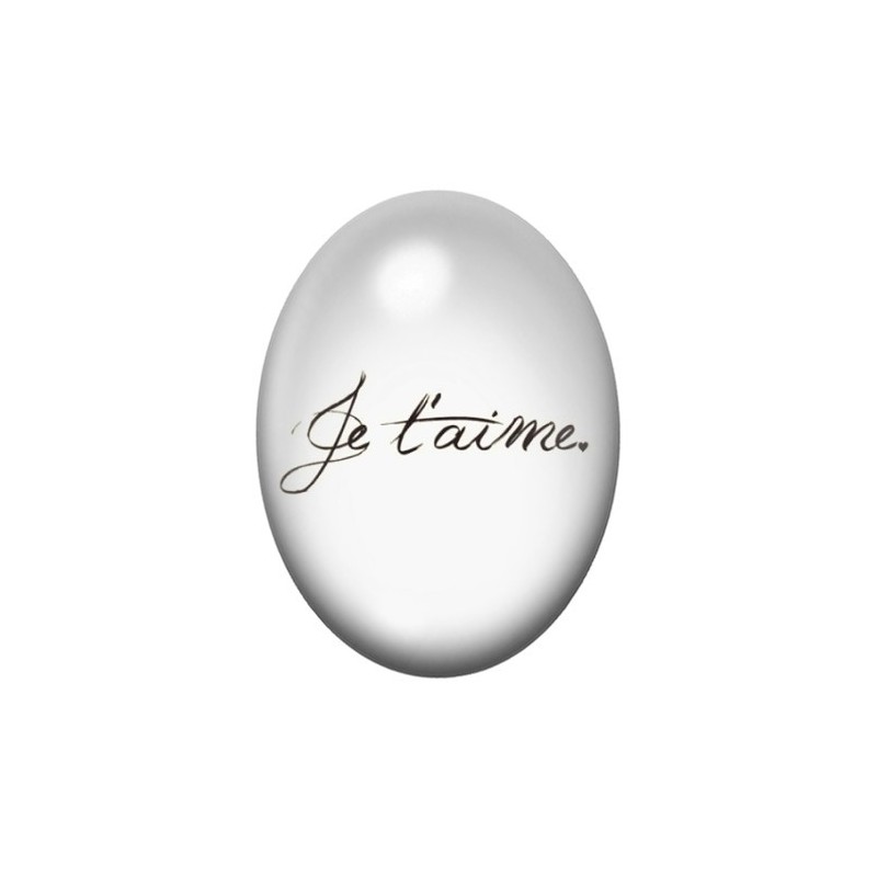 Cabochon en Verre Illustré "Je t'aime" Amour 13x18, 18x25 ou 30x40mm