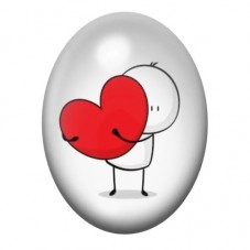 Cabochon en Verre Illustré Bonhomme Coeur Amour 13x18, 18x25 ou 30x40mm  pour la Création de Bijoux Fantaisie - DIY