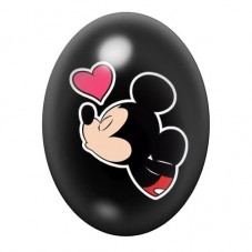 Cabochon en Verre Illustré Mickey Bisou Coeur Amour 13x18, 18x25 ou 30x40mm  pour la Création de Bijoux Fantaisie - DIY