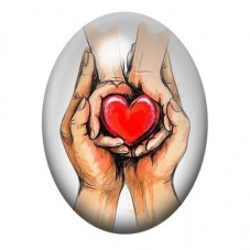 Cabochon en Verre Illustré Mains Coeur Amour 13x18, 18x25 ou 30x40mm  pour la Création de Bijoux Fantaisie - DIY