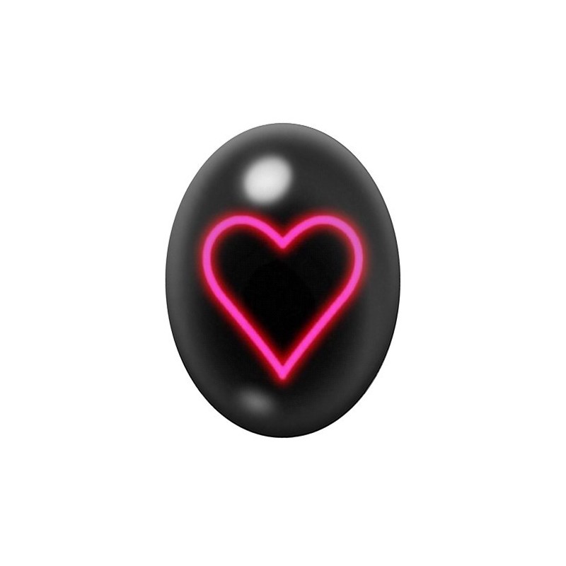 Cabochon en Verre Illustré Coeur Amour 13x18, 18x25 ou 30x40mm