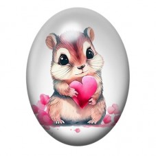 Cabochon en Verre Illustré Hamster au Cœur Rose 13x18, 18x25 ou 30x40mm pour la création de bijoux fantaisie - DIY