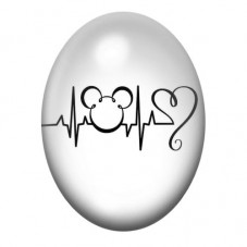 Cabochon en Verre Illustré Rytme Cardiaque Mickey Coeur Amour 13x18, 18x25 ou 30x40mm  pour la Création de Bijoux Fantaisie - DI