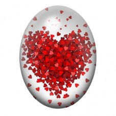 Cabochon en Verre Illustré Cœur Composé de Petits Cœurs Rouges 13x18, 18x25 ou 30x40mm pour la création de bijoux fantaisie - DI