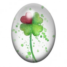 Cabochon en Verre Illustré trèfle à Quatre Feuille Coeur Amour 13x18, 18x25 ou 30x40mm  pour la Création de Bijoux Fantaisie - D