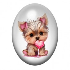 Cabochon en Verre Illustré Chien Yorkshire Coeur Amour 13x18, 18x25 ou 30x40mm  pour la Création de Bijoux Fantaisie - DIY
