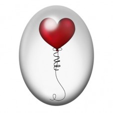 Cabochon en Verre Illustré Ballon Coeur Amour 13x18, 18x25 ou 30x40mm  pour la Création de Bijoux Fantaisie - DIY