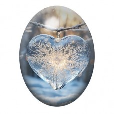 Cabochon en Verre Illustré Boule Coeur Hiver Noël Amour 13x18, 18x25 ou 30x40mm  pour la Création de Bijoux Fantaisie - DIY
