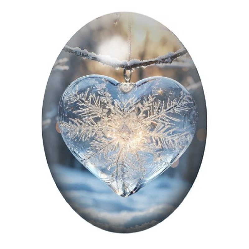 Cabochon en Verre Illustré Boule Cœur de Glace 13x18, 18x25 ou 30x40mm