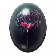 Cabochon en Verre Illustré Coeur Gothique Amour 13x18, 18x25 ou 30x40mm  pour la Création de Bijoux Fantaisie - DIY