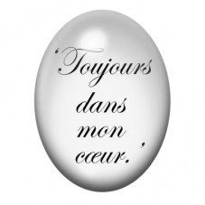 Cabochon en Verre Illustré "Toujours dans mon coeur" Amour 13x18, 18x25 ou 30x40mm  pour la Création de Bijoux Fantaisie - DIY