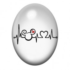 Cabochon en Verre Illustré Rythme Cardiaque Mickey Coeur Amour 13x18, 18x25 ou 30x40mm  pour la Création de Bijoux Fantaisie - D