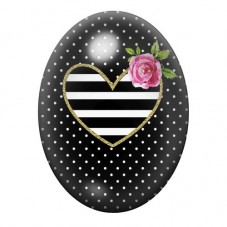 Cabochon en Verre Illustré Coeur Amour 13x18, 18x25 ou 30x40mm  pour la Création de Bijoux Fantaisie - DIY