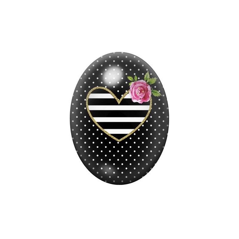 Cabochon en Verre Illustré Coeur Amour 13x18, 18x25 ou 30x40mm