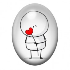 Cabochon en Verre Illustré Coeur Amour 13x18, 18x25 ou 30x40mm  pour la Création de Bijoux Fantaisie - DIY