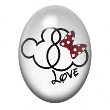 Cabochon en Verre Illustré Mickey et Minnie Amour 13x18, 18x25 ou 30x40mm  pour la Création de Bijoux Fantaisie - DIY