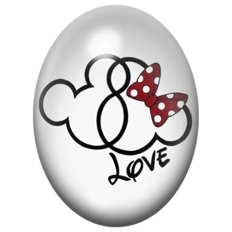 Cabochon en Verre Illustré Souris Stylisées Love 13x18, 18x25 ou 30x40mm