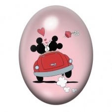 Cabochon en Verre Illustré Mickey et Minnie Coeur Amour 13x18, 18x25 ou 30x40mm  pour la Création de Bijoux Fantaisie - DIY
