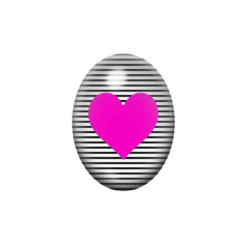 Cabochon en Verre Illustré Coeur Amour 13x18, 18x25 ou 30x40mm