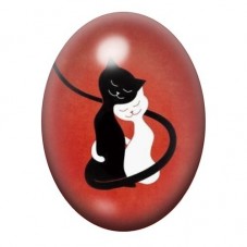 Cabochon en Verre Illustré Couple Chats Amour 13x18, 18x25 ou 30x40mm  pour la Création de Bijoux Fantaisie - DIY