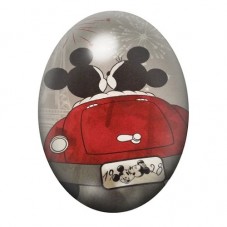 Cabochon en Verre Illustré Couple de Souris en Voiture Rouge 13x18, 18x25 ou 30x40mm pour la création de bijoux fantaisie - DIY