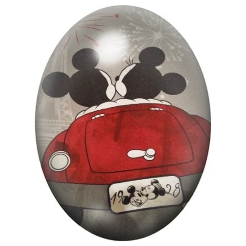 Cabochon en Verre Illustré Couple de Souris en Voiture Rouge 13x18, 18x25 ou 30x40mm