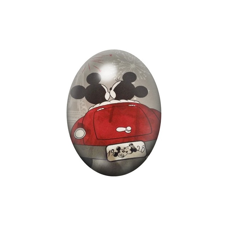 Cabochon en Verre Illustré Mickey et Minnie Amour 13x18, 18x25 ou 30x40mm