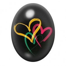 Cabochon en Verre Illustré Coeurs Amour 13x18, 18x25 ou 30x40mm  pour la Création de Bijoux Fantaisie - DIY