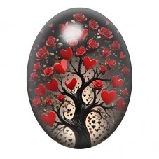 Cabochon en Verre Illustré Arbre Coeurs Amour 13x18, 18x25 ou 30x40mm  pour la Création de Bijoux Fantaisie - DIY
