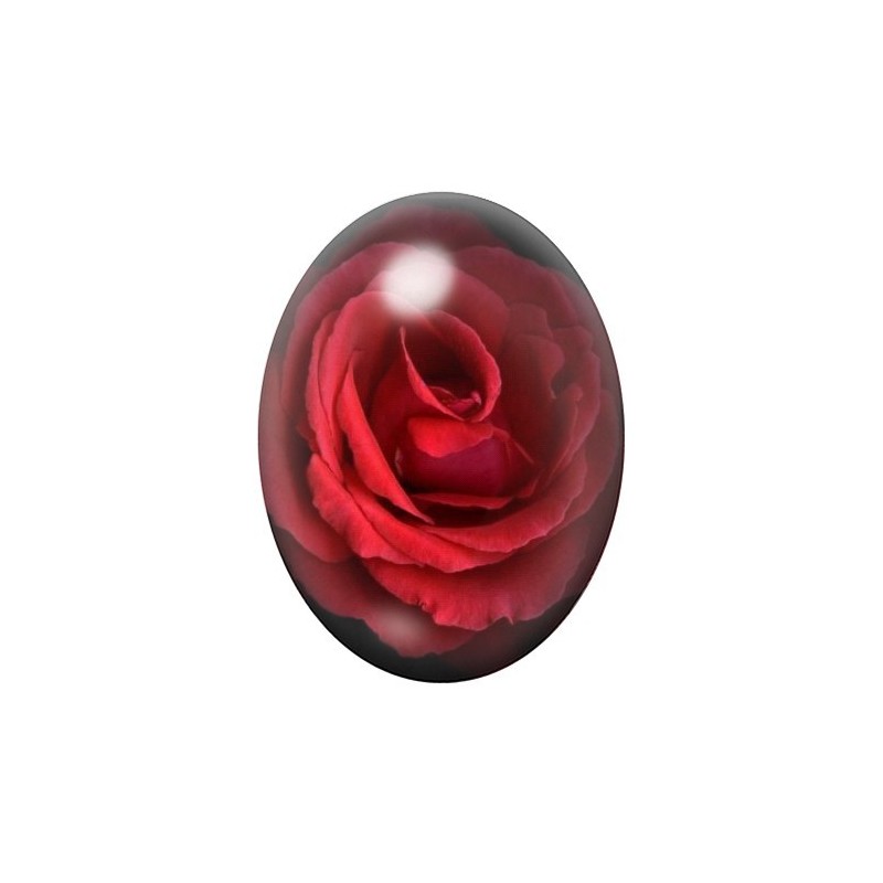 Cabochon en Verre Illustré Rose Rouge Amour 13x18, 18x25 ou 30x40mm