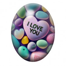 Cabochon en Verre Illustré "I love you" Coeurs Amour 13x18, 18x25 ou 30x40mm  pour la Création de Bijoux Fantaisie - DIY