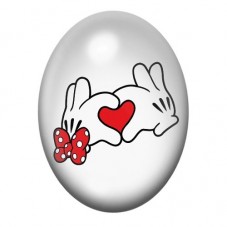 Cabochon en Verre Illustré Mickey et Minnie Coeur Amour 13x18, 18x25 ou 30x40mm  pour la Création de Bijoux Fantaisie - DIY