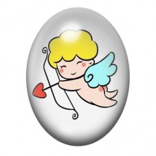 Cabochon en Verre Illustré Cupidon Blond à l’Arc Rouge 13x18, 18x25 ou 30x40mm pour la création de bijoux fantaisie - DIY