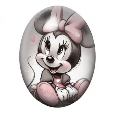 Cabochon en Verre Illustré Souris au Nœud Rose Assise 13x18, 18x25 ou 30x40mm pour la création de bijoux fantaisie - DIY