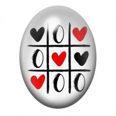 Cabochon en Verre Illustré Morpion Coeur Amour 13x18, 18x25 ou 30x40mm  pour la Création de Bijoux Fantaisie - DIY