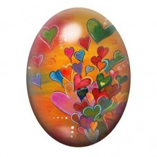 Cabochon en Verre Illustré Coeurs Amour 13x18, 18x25 ou 30x40mm  pour la Création de Bijoux Fantaisie - DIY