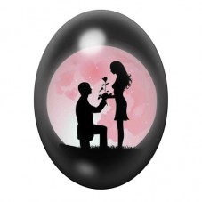 Cabochon en Verre Illustré Demande en Mariage sous un Cœur Rose 13x18, 18x25 ou 30x40mm pour la création de bijoux fantaisie - D