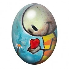 Cabochon en Verre Illustré Bonhomme Coeur Amour 13x18, 18x25 ou 30x40mm  pour la Création de Bijoux Fantaisie - DIY