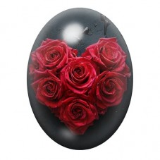 Cabochon en Verre Illustré Coeur Roses Amour 13x18, 18x25 ou 30x40mm  pour la Création de Bijoux Fantaisie - DIY