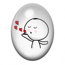 Cabochon en Verre Illustré Bonhomme Bisou Coeurs Amour 13x18, 18x25 ou 30x40mm  pour la Création de Bijoux Fantaisie - DIY