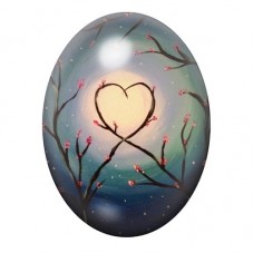 Cabochon en Verre Illustré Coeur Branche Arbre Amour 13x18, 18x25 ou 30x40mm  pour la Création de Bijoux Fantaisie - DIY