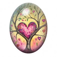 Cabochon en Verre Illustré Arbre Coeur Amour 13x18, 18x25 ou 30x40mm  pour la Création de Bijoux Fantaisie - DIY