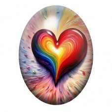 Cabochon en Verre Illustré Cœur Arc-en-Ciel en Peinture 13x18, 18x25 ou 30x40mm pour la création de bijoux fantaisie - DIY
