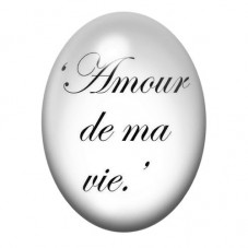 Cabochon en Verre Illustré "Amour de ma vie" 13x18, 18x25 ou 30x40mm  pour la Création de Bijoux Fantaisie - DIY