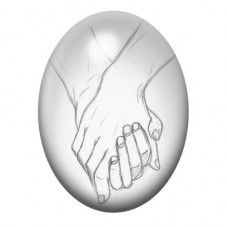 Cabochon en Verre Illustré Mains Entrelacées au Trait Fin 13x18, 18x25 ou 30x40mm pour la création de bijoux fantaisie - DIY
