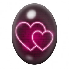 Cabochon en Verre Illustré Coeurs Néon Amour 13x18, 18x25 ou 30x40mm  pour la Création de Bijoux Fantaisie - DIY