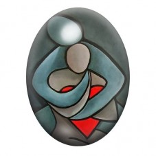 Cabochon en Verre Illustré Couple Enlacé Abstrait Gris et Rouge 13x18, 18x25 ou 30x40mm pour la création de bijoux fantaisie - D