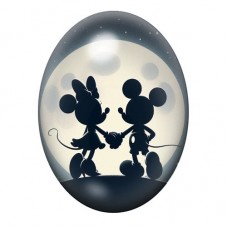 Cabochon en Verre Illustré Mickey et Minnie Amour 13x18, 18x25 ou 30x40mm  pour la Création de Bijoux Fantaisie - DIY
