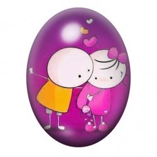 Cabochon en Verre Illustré Famille sous une Pluie de Cœurs 13x18, 18x25 ou 30x40mm pour la création de bijoux fantaisie - DIY
