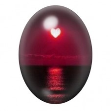 Cabochon en Verre Illustré Lune Rouge et Reflet au Cœur Blanc 13x18, 18x25 ou 30x40mm pour la création de bijoux fantaisie - DIY